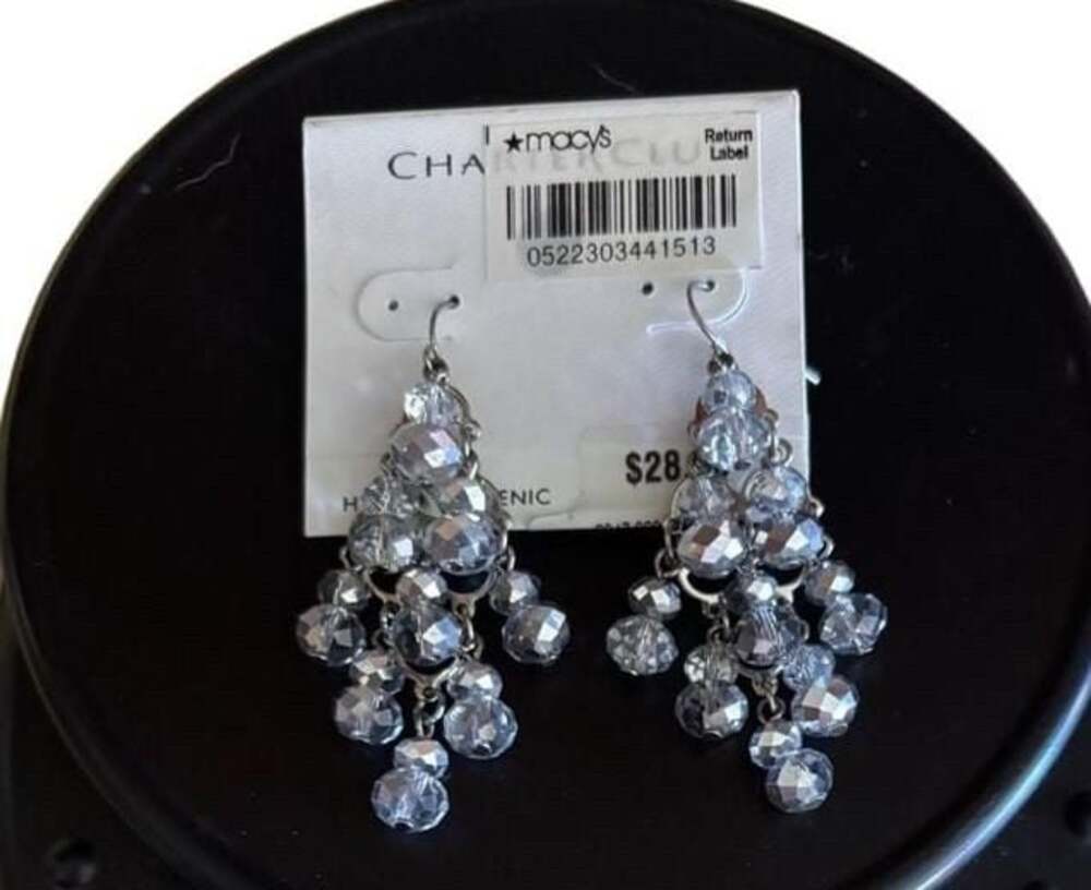 Charter Club Silver-Tone Faceted Crystal Chandelier Earrings